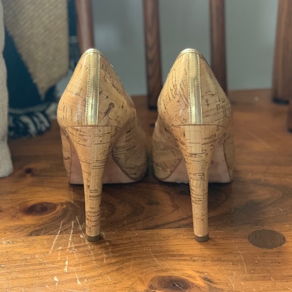 Cork Peep-Toe Platform Pumps - Picture 3 of 6